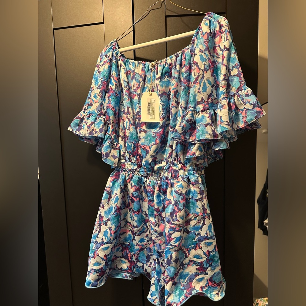Free The Roses Floral Off-Shoulder Romper - NWT